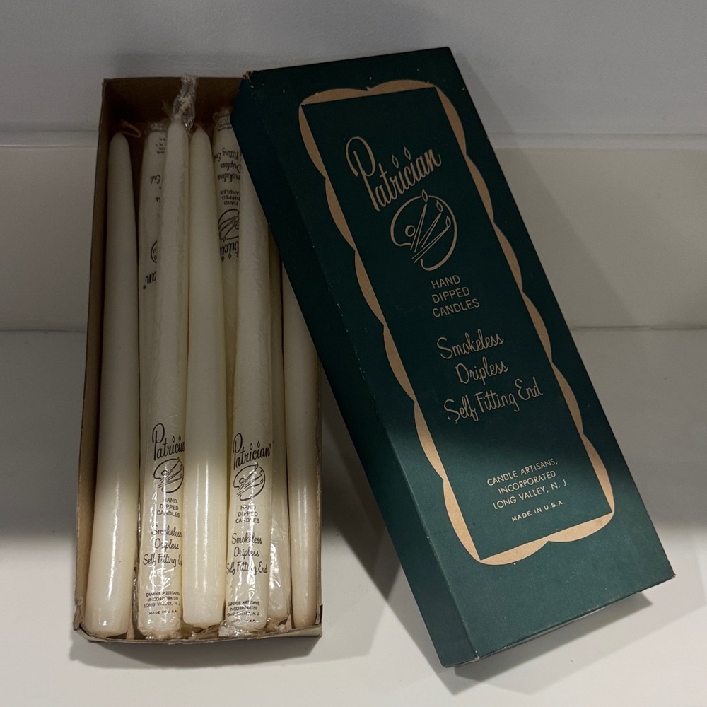 VINTAGE Patrician Taper Candles 12 Inch Ivory Set of 9 Dozen Hand Dipped